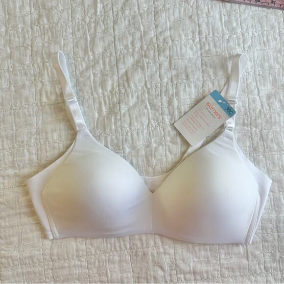 Warner's No Side Effects  Wireless Lightly Lined T-Shirt Bra NWT NWE White 36C - Picture 2 of 6